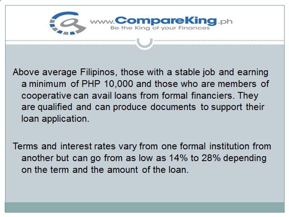 Formal vs Informal financing I CompareKing.ph