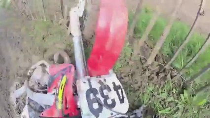 Motorcross Crash Into Fence