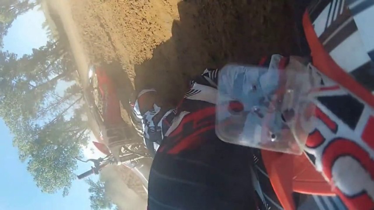 Motorcross Racing Crash - Rider Clips Another Dirt Bike And Falls Off