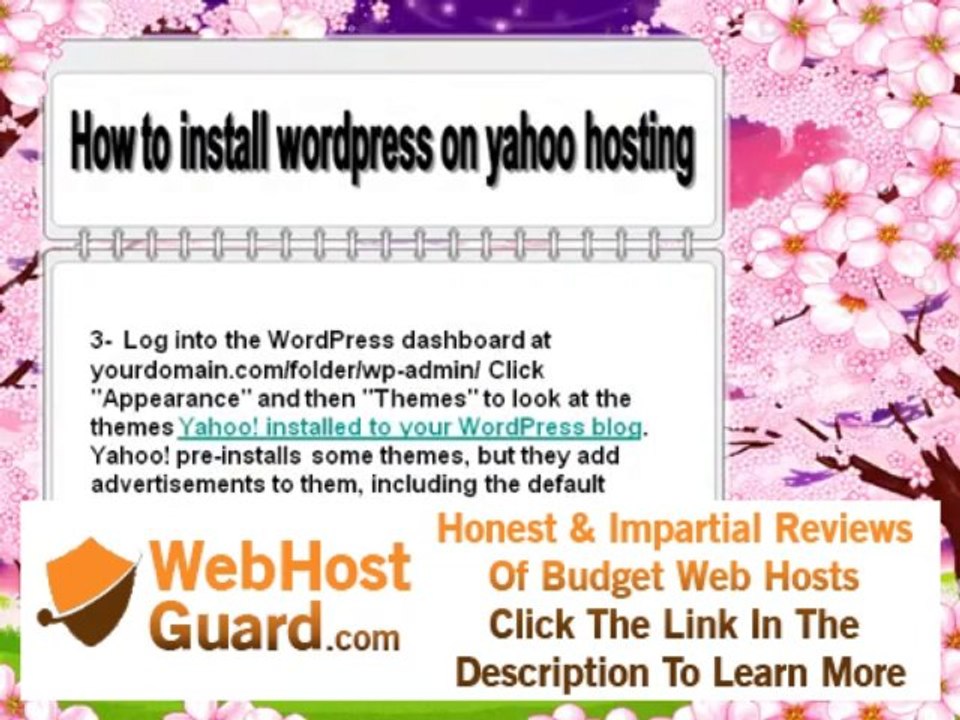 how to install wordpress on yahoo hosting