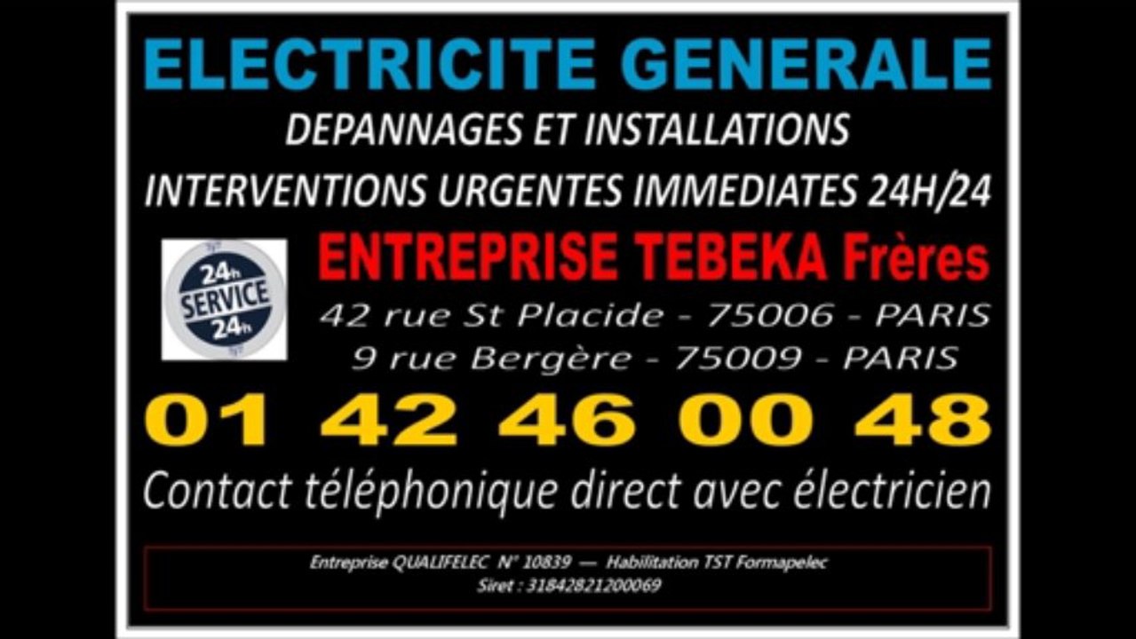 0142460048 - ELECTRICIEN SPECIALISTE DU DEPANNAGE 24/24 7/7 - PARIS 7eme
