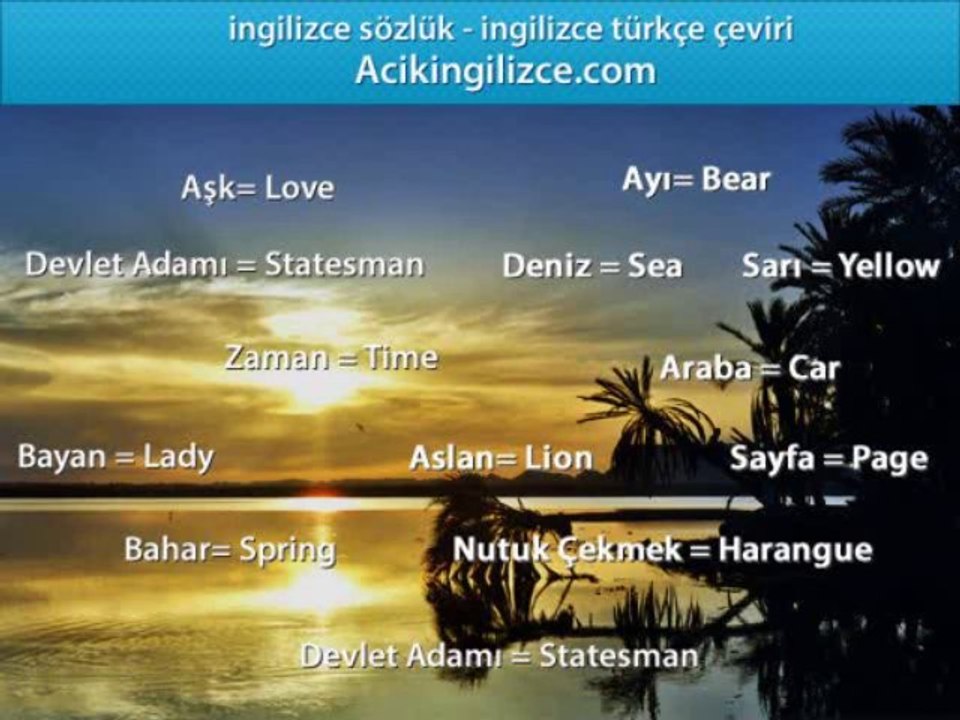 İngilizce Türkçe Çeviri Kelime Başına