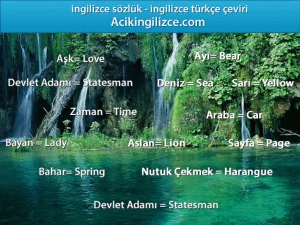 İngilizce Türkçe Çeviri Ve Okunuşu