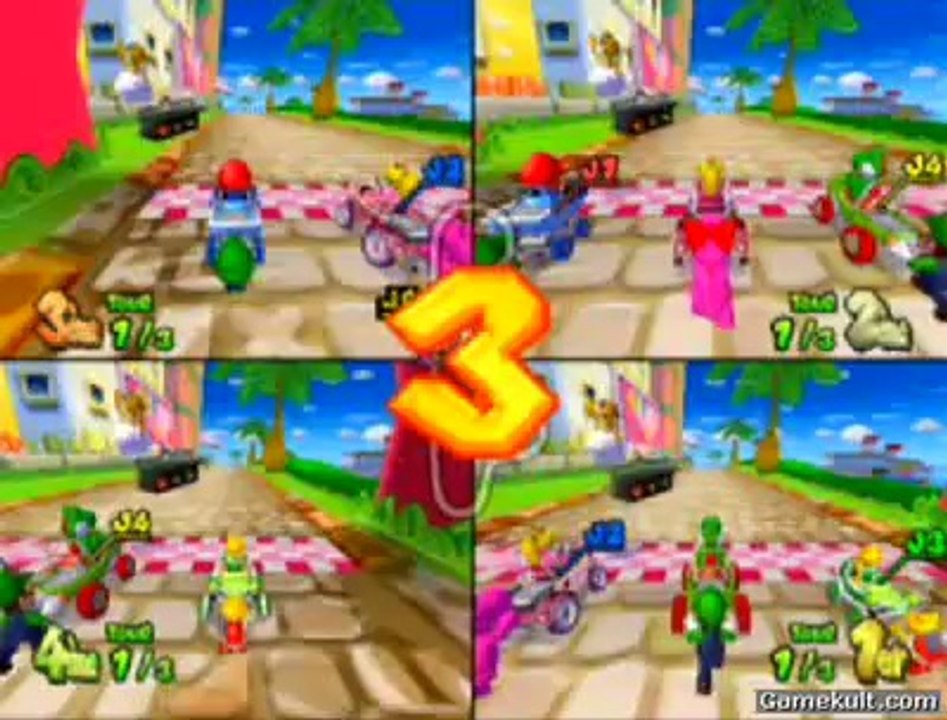 Mario Kart : Double Dash !! - Interface, jeu à quatre