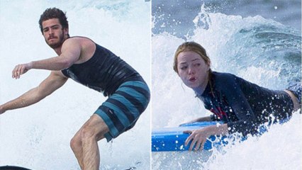 Emma Stone And andrew Garfield SPOTTED Surfing Together