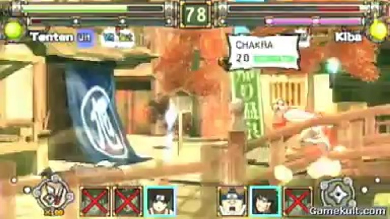 Naruto : Ultimate Ninja Heroes 2 - The Phantom Fortress - Tenten face à Kiba