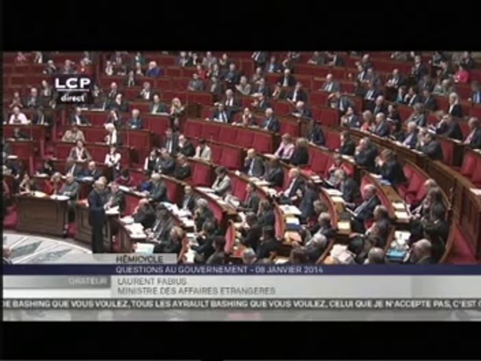 Assemblée nationale - réponse de Laurent Fabius à propos de la Centrafrique (08/01/2014)