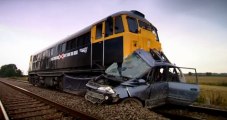 A Car Smashed By A Train To Prove The Danger!!