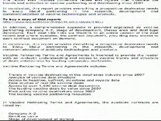 Vaccine Partnering Terms and Agreements