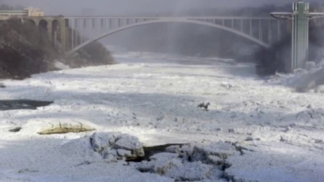 Niagara Falls freezes over in US cold snap