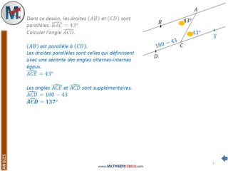 Exercice: Calcul d'angle avec des droites parallèles