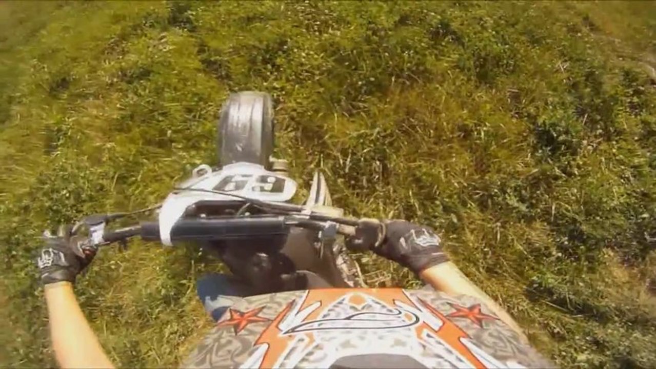 Kid Crashes DirtBike In A Field