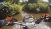 Rider Looses Control Of Motorcycle Going Through Water