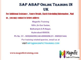 SAP ABAP Online Training IN UK