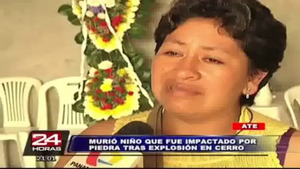 Muere niño impactado por una piedra tras explosión en cerro de Ate