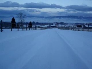 Sledding down my parents driveway in Hamilton, MT