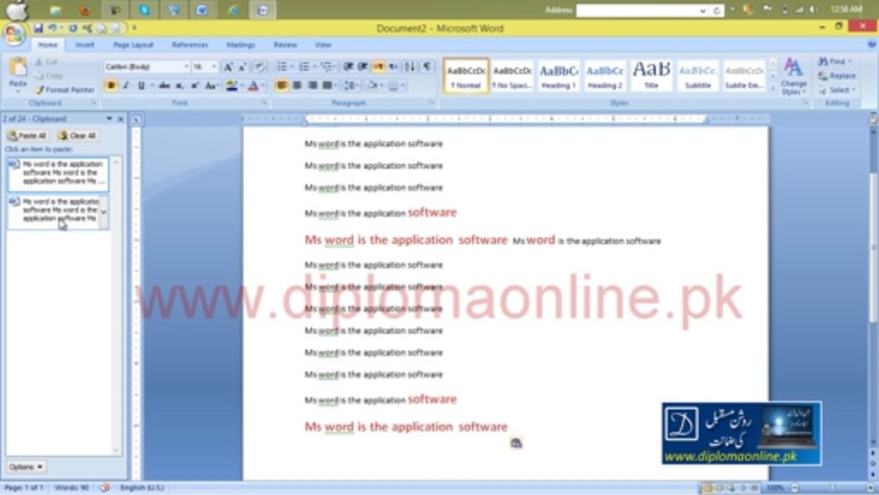 MS Words Lesson 04
