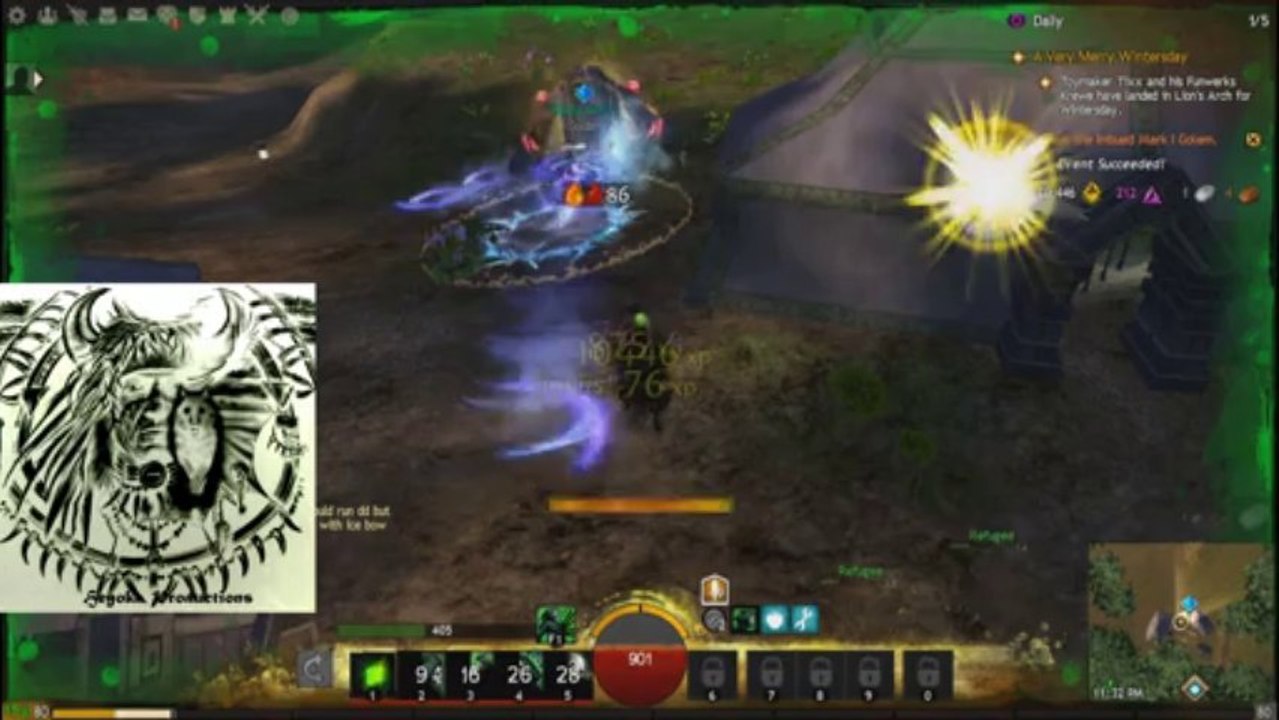 GW2 Soloing Champion Imbued Mark I Golem in Metrica Province on Necromancer