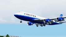 FSX United Boeing 747 Landing @ New Orleans ( Outside) ( HD )