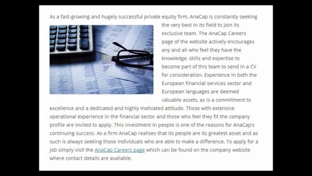 Anacap Jobs l Private Equity and Credit Opportunities