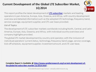 Current Development of the Global LTE Subscriber Market, 1Q 2014