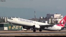 Incredible Tail Strike and Go Around Turkish Boeing 737-900 - Попытка приземления Турецкого Боинга on Prochan