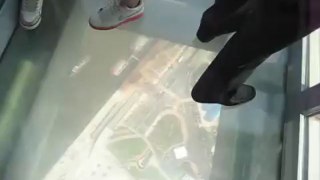 Glass floor at top of Canton Tower