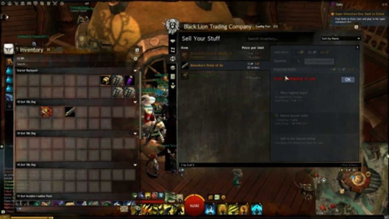 GameTag.com - Buy Sell Accounts - GW Bugs - error attempting to sell 3(1)