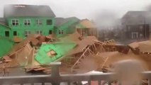 High Winds Topple Building in Raleigh