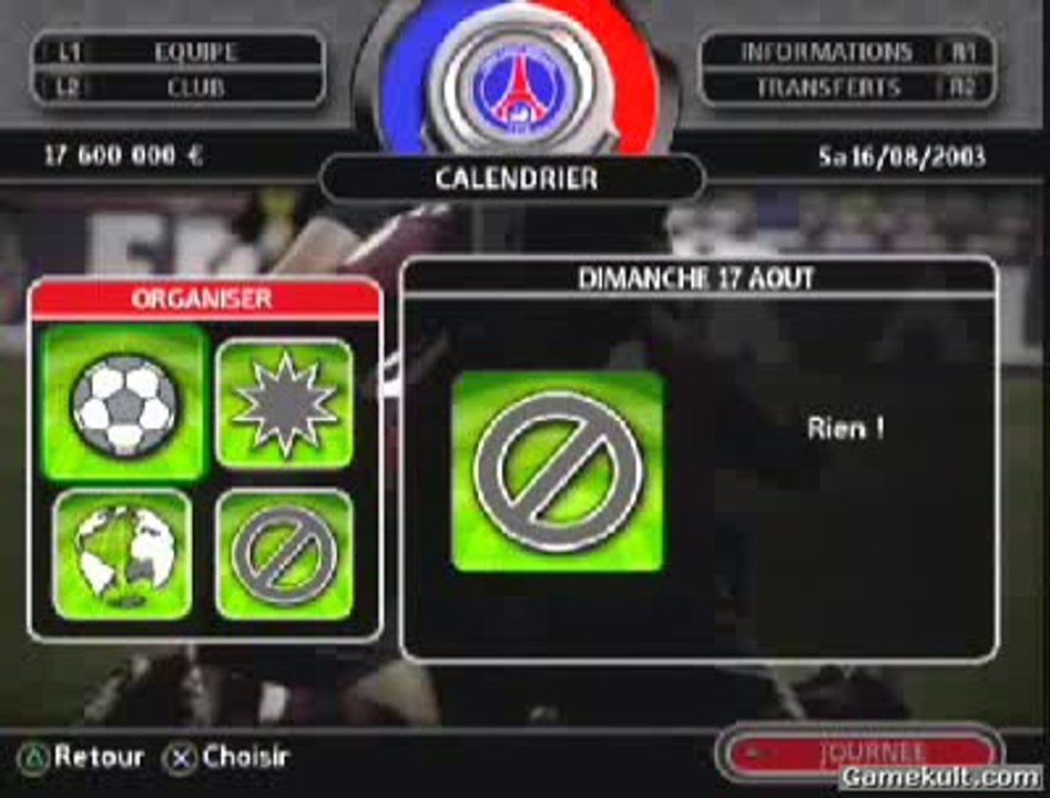 LFP Manager 2004 - Choix d'avant-match