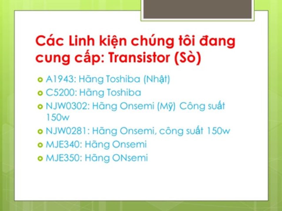 Linh Kiện Ampli, cung cấp linh kiện ampli sỉ và lẻ