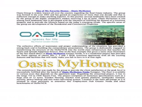 Best Specification of Oasis MyHomes (9717841117), Noida