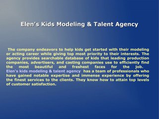 Elen's Kids - Leading The Way In Representing Young Talent