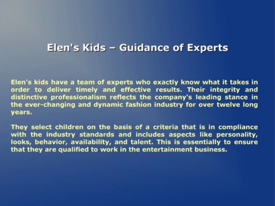 Elen's Kids - One Of The Most Reliable Modeling And Talent Agencies