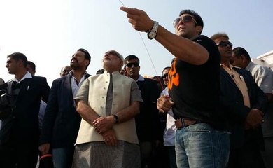 Salman Khan flying Kite with Narendra Modi