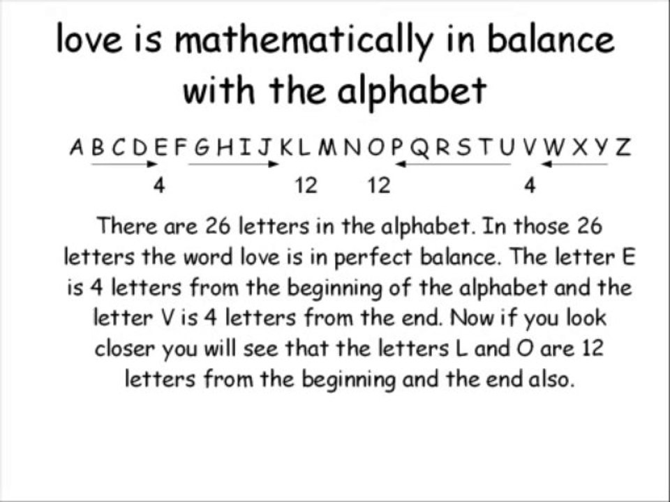 TREWAR - love is mathematically in balance in the alphabet