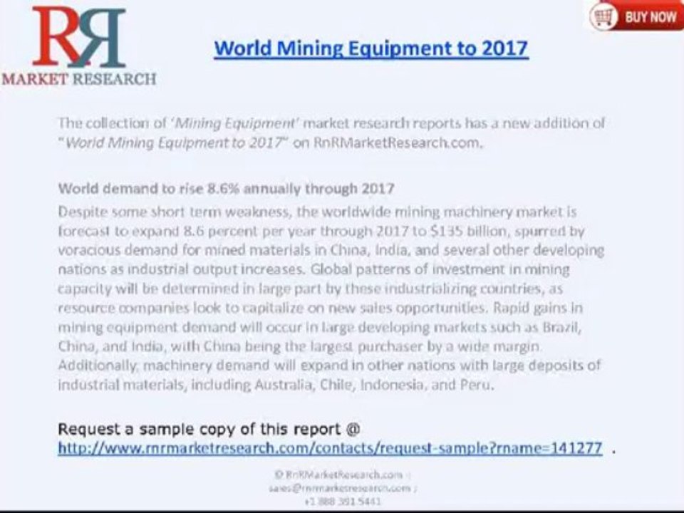 RnRMR: Global Mining Equipment Industry 2017