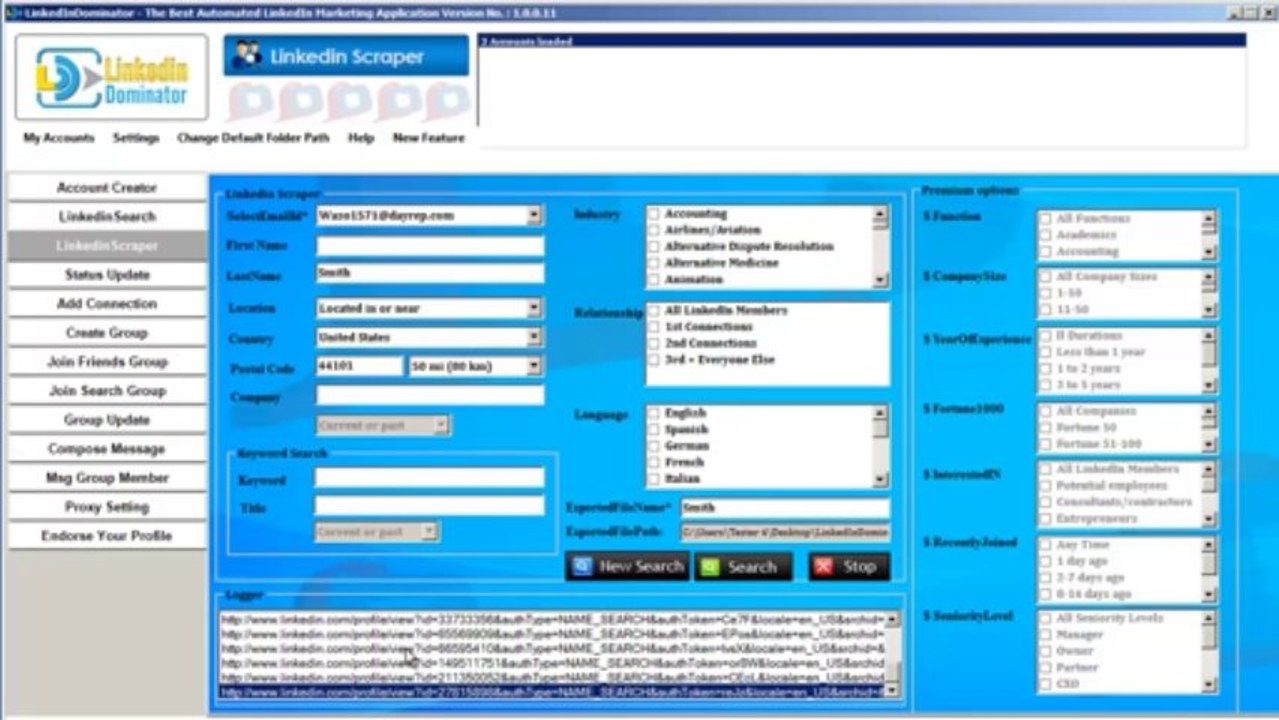 Advanced Linkedin Scraper in LinkedinDominator