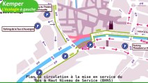 Quimper : plan de circulation dans le centre ville avec le projet transport