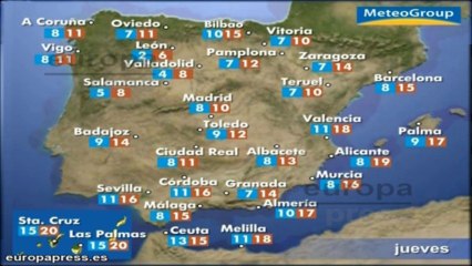 Previsión del tiempo para este jueves 16 de enero