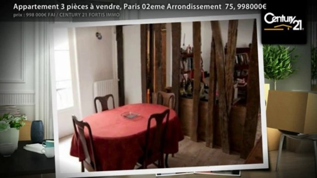 Appartement 3 pièces à vendre, Paris 02eme Arrondissement 75, 998000€