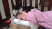 Cute Kitty Cleaning Baby While Sleeping!! TOO CUTE !!