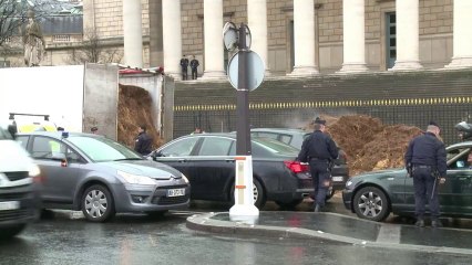 Un tas de fumier déversé devant l'Assemblée nationale