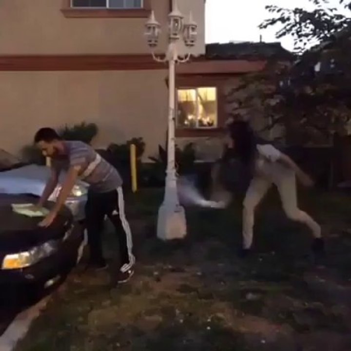 Boy Smash Girl Face With Chair