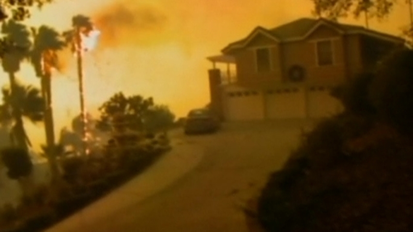 Fire crews battle massive blaze near Los Angeles