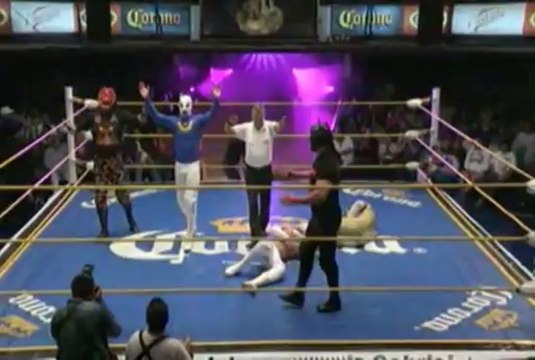 Máscara Dorada, Mistico, Valiente vs Ephesto, Mephisto, Volador Jr.