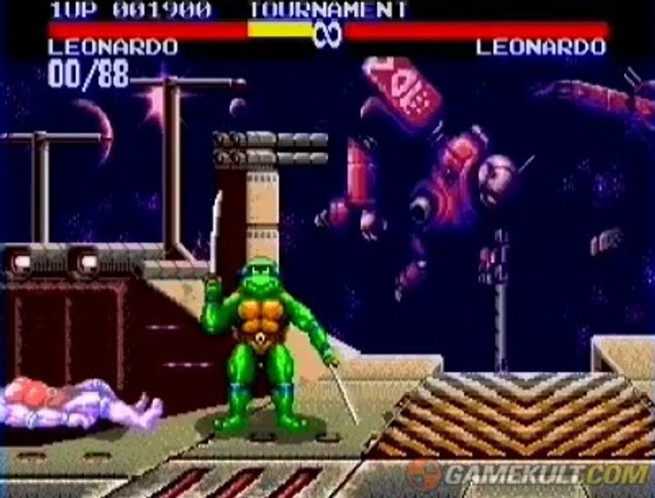 Teenage Mutant Hero Turtles : Tournament Fighters - Leonardo affronte son clone