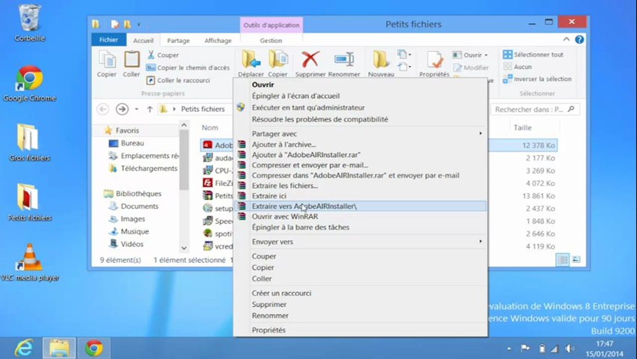 Tuto vidéo Winrar : comment décompresser un fichier .EXE