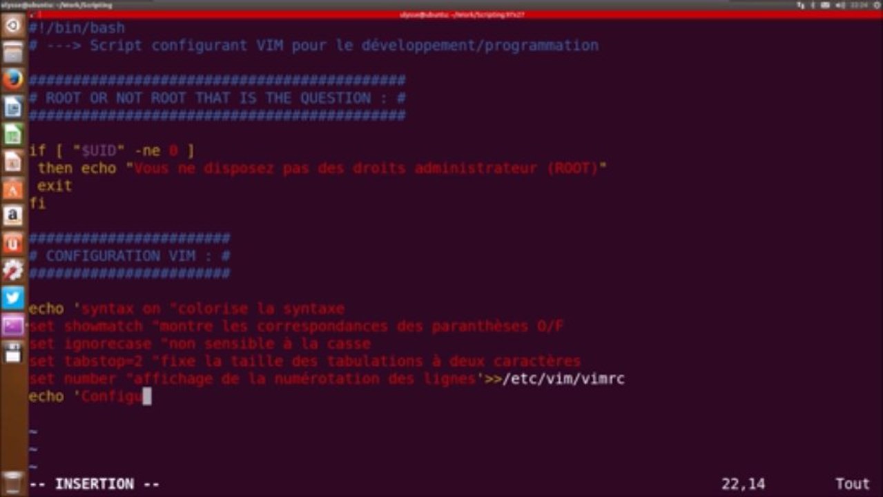 Script BASH - Configurer VIM