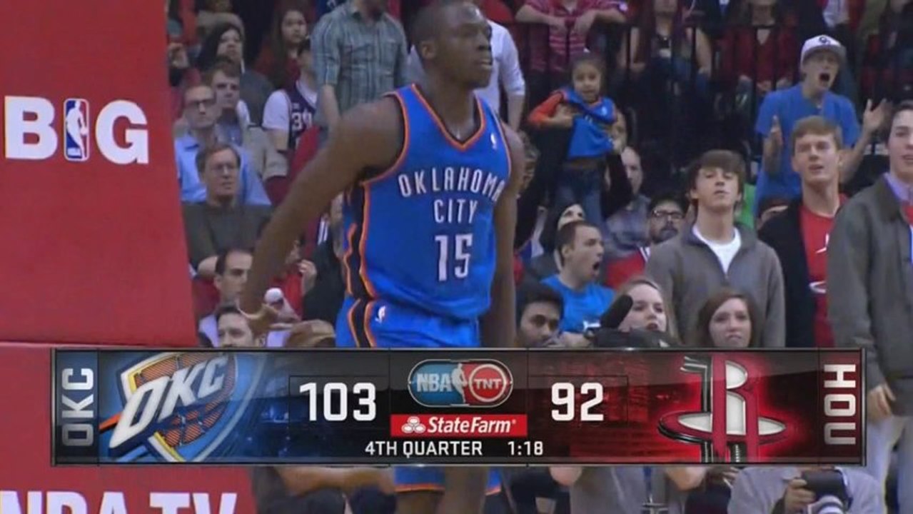 Reggie Jackson windmill dunk vs Rockets